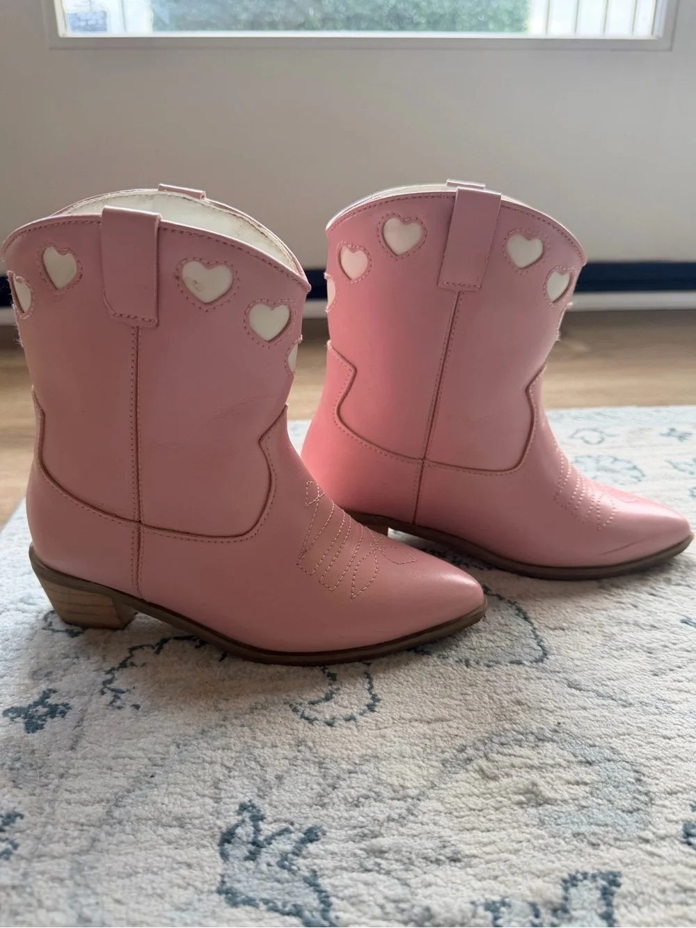 Lola & the Boys Pink Heart Cutout Women's Western Boots